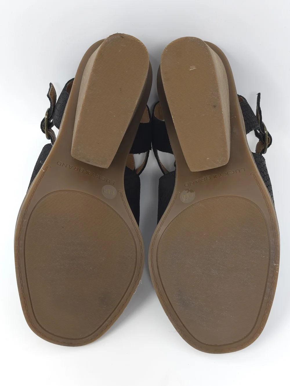 ✨ STUNNING Lucky Brand Labradite Stacked Wedge Sandals ✨